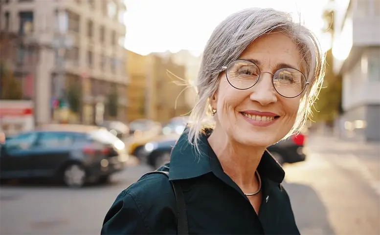 an older woman smiling